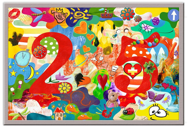 Holzmosaik mit Zahlen