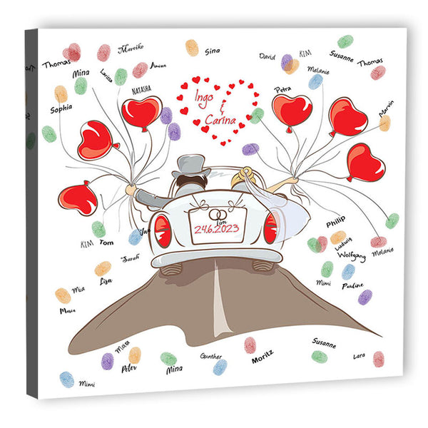 Fingerabdruck Baum - Hochzeitscorso Flitterwochen Fingerabdruck - Fingerabdruck Leinwand