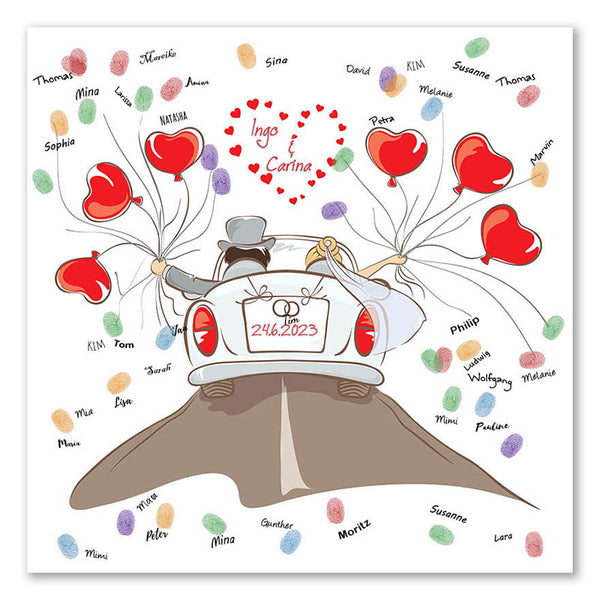 Fingerabdruck Baum - Hochzeitscorso Flitterwochen Fingerabdruck - Fingerabdruck Leinwand