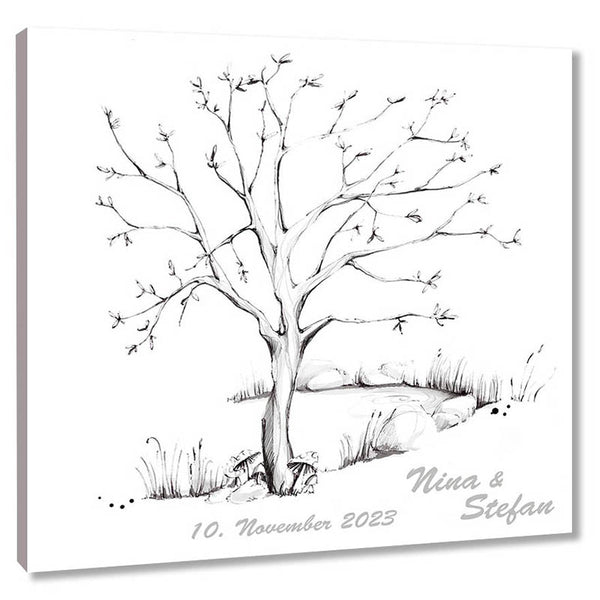 Fingerabdruck Leinwand - Wedding Tree - Vorlage Uni - Fingerabdruck Leinwand