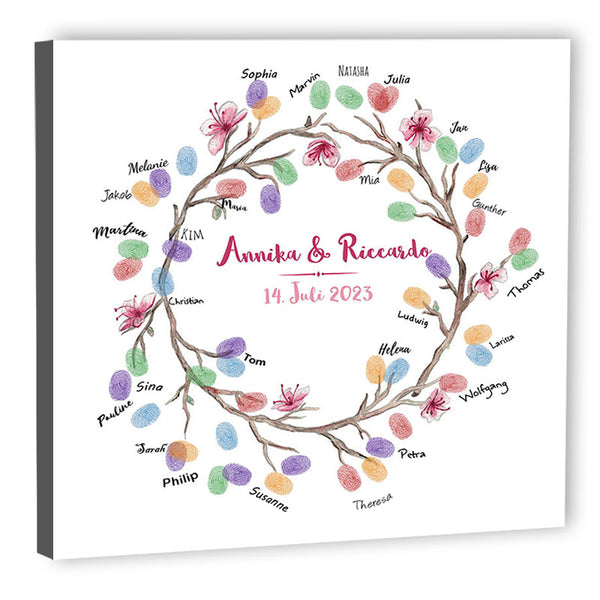 Fingerabdruck Leinwand - Fingerabdruck Blumenkranz - Fingerabdruck Leinwand