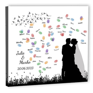 Fingerabdruck-Leinwand - Hochzeitspaar - Fingerabdruck Leinwand