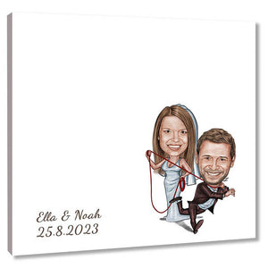 Fingerabdruck-Leinwand mit Karikatur - Hochzeitspaar An der Kette (fpca1000) - Fingerabdruck Leinwand