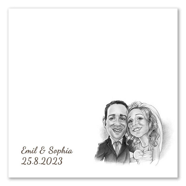 Fingerabdruck-Leinwand mit Karikatur - Hochzeitspaar Karikatur (fpca1143) - Fingerabdruck Leinwand