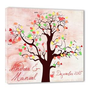 Fingerabdruck Baum - Hochzeitsspiele Fingerabdruckbaum roter-Hintergrund