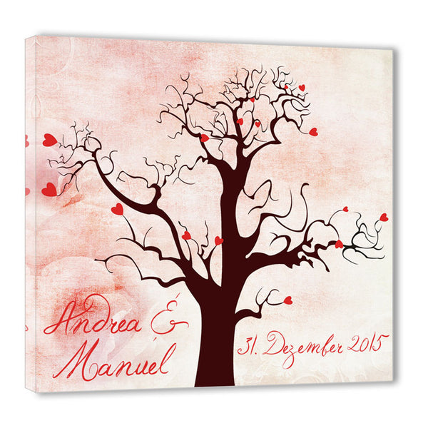 Fingerabdruck Baum - Hochzeitsspiele Fingerabdruckbaum roter-Hintergrund