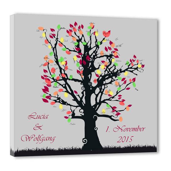 Fingerabdruck Baum - Hochzeit Stammbaum pink Fingerabdruck