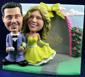 3D-Comicfigur vom Foto - Heirat in Blaugelb - Lustige individuelle 3D-Comicfigur vom Hochzeitspaar