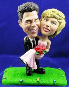 3D-Comicfigur vom Foto - Liebe mit Rosen - Lustige individuelle 3D-Comicfigur vom Hochzeitspaar