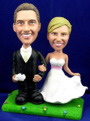 3D-Comicfigur vom Foto - Green Wedding - Lustige individuelle 3D-Comicfigur vom Hochzeitspaar