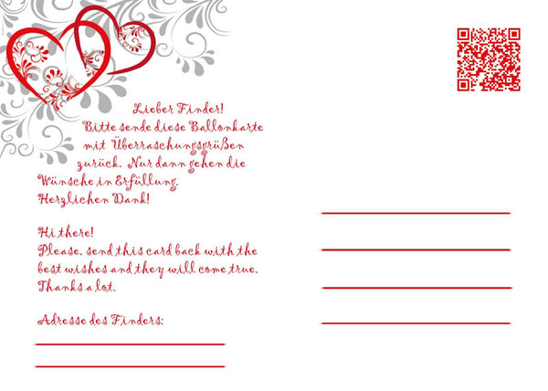 Ballonflugkarten - Rote Herzen