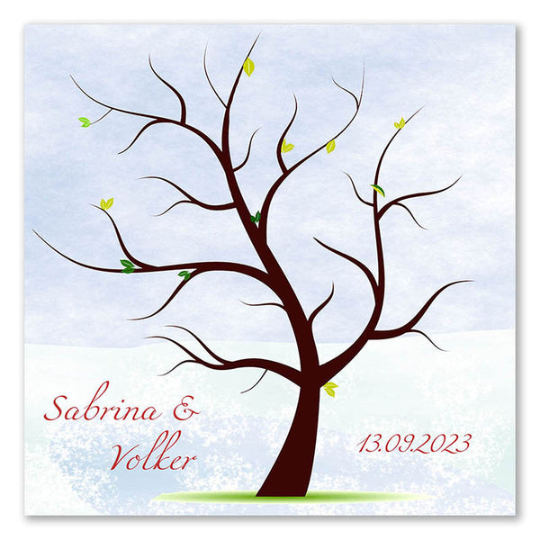 Fingerabdruck Baum - Hochzeitsbaum Blauer-Himmel - Fingerabdruck Leinwand