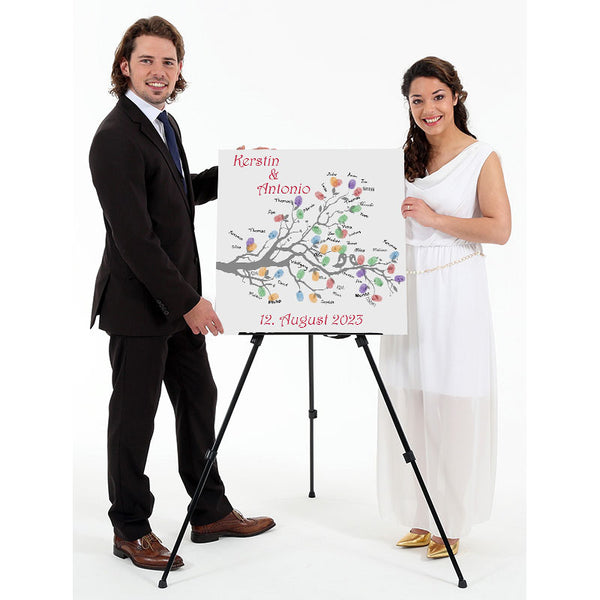 Fingerabdruck Baum - Hochzeitstauben Fingerabdruck grau - Fingerabdruck Leinwand