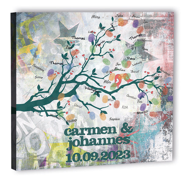 Fingerabdruck Baum - Hochzeit Fingerabdruck Kunst - Fingerabdruck Leinwand