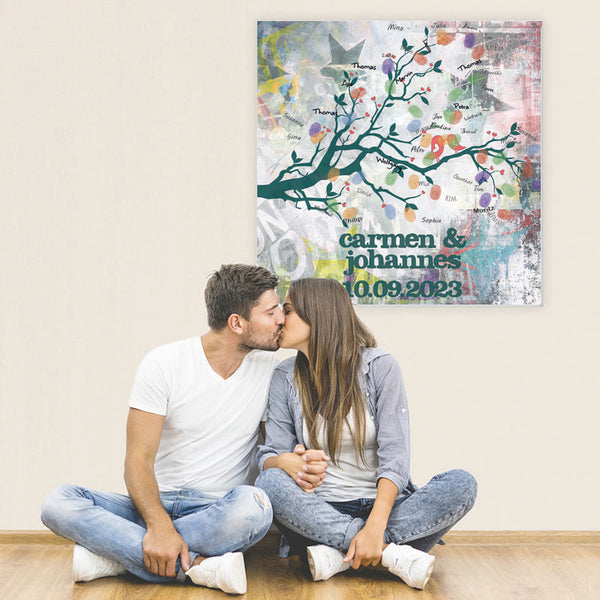 Fingerabdruck Baum - Hochzeit Fingerabdruck Kunst - Fingerabdruck Leinwand