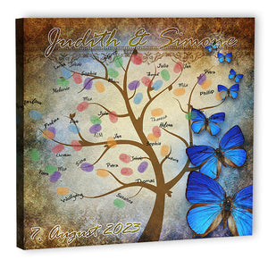 Fingerabdruck Baum - Hochzeit Baum-auf-Leinwand Schmetterlinge - Fingerabdruck Leinwand