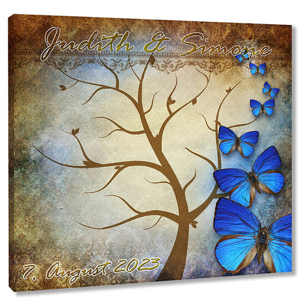 Fingerabdruck Baum - Hochzeit Baum-auf-Leinwand Schmetterlinge - Fingerabdruck Leinwand