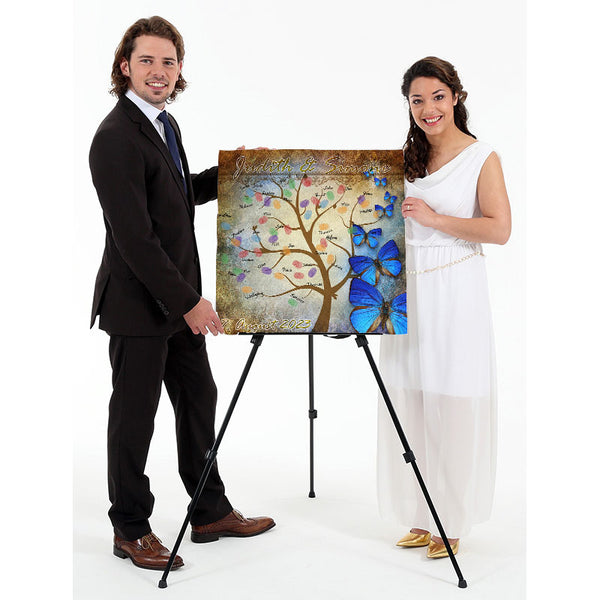 Fingerabdruck Baum - Hochzeit Baum-auf-Leinwand Schmetterlinge - Fingerabdruck Leinwand