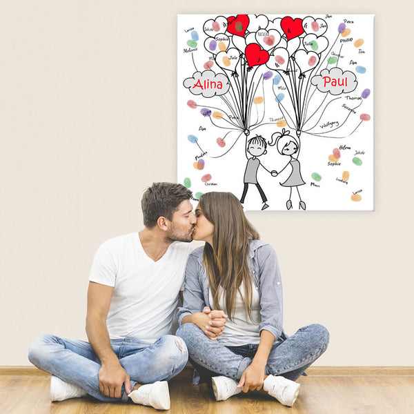 Fingerabdruck-Leinwand - Herzballon - Fingerabdruck Leinwand