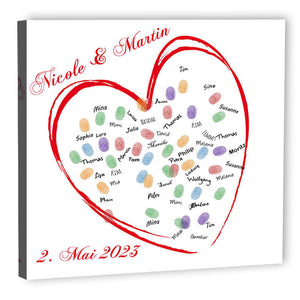 Fingerabdruck Baum - Hochzeit Fingerabdruck grosses-Herz - Fingerabdruck Leinwand