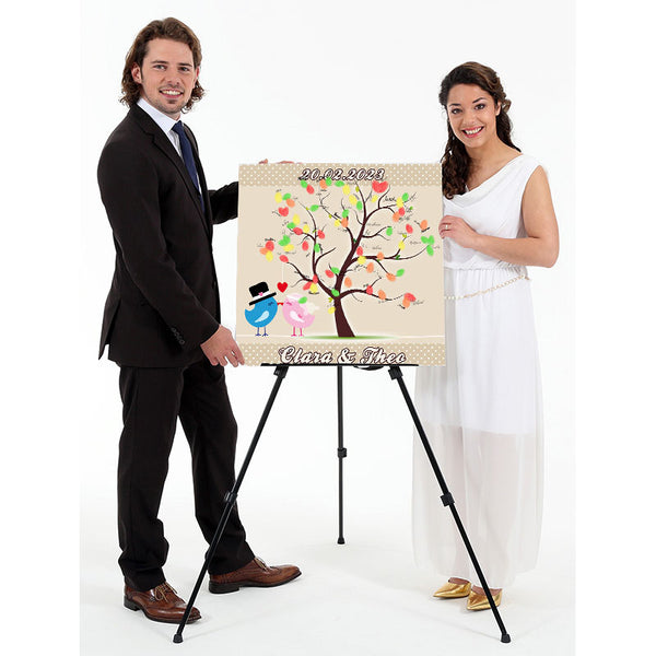 Fingerabdruck-Leinwand - Vogelhochzeit - Fingerabdruck Leinwand