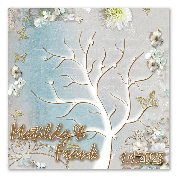 Fingerabdruck-Leinwand - Hochzeit Fingerabdruck schöner-Baum gold - Fingerabdruck Leinwand