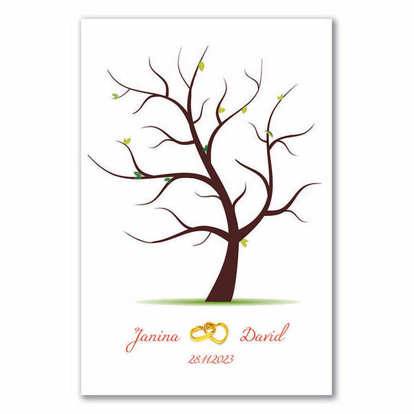 Fingerabdruck Baum - Hochzeitsbaum mit-Ring 1 - Fingerabdruck Leinwand