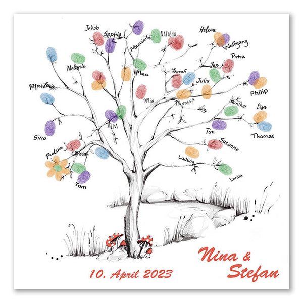 Fingerabdruck Baum - Wedding Tree - Vorlage - Fingerabdruck Leinwand
