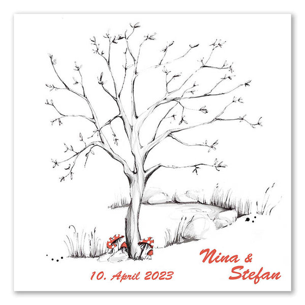 Fingerabdruck Baum - Wedding Tree - Vorlage - Fingerabdruck Leinwand