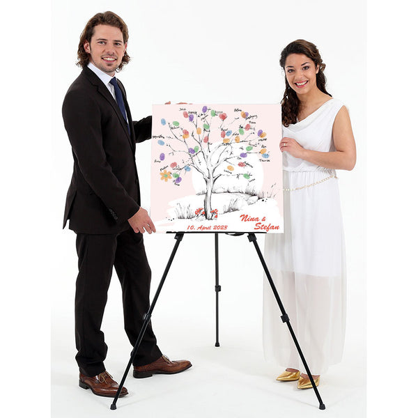 Fingerabdruck Leinwand - Wedding Tree - Sonne - Fingerabdruck Leinwand