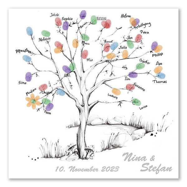 Fingerabdruck Leinwand - Wedding Tree - Vorlage Uni - Fingerabdruck Leinwand