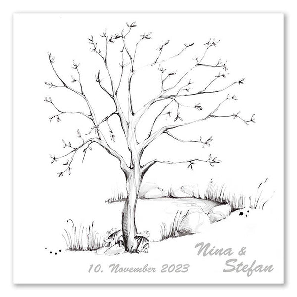 Fingerabdruck Leinwand - Wedding Tree - Vorlage Uni - Fingerabdruck Leinwand