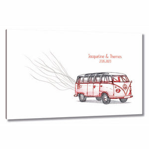 Fingerabdruck Leinwand - Roter Bus - Fingerabdruck Leinwand