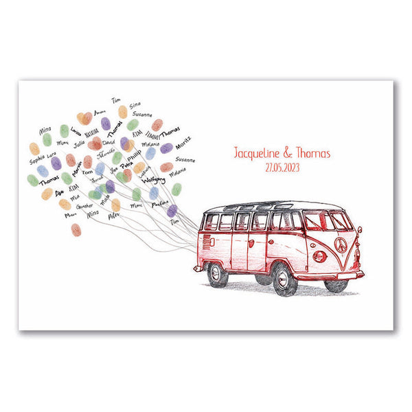Fingerabdruck Leinwand - Roter Bus - Fingerabdruck Leinwand