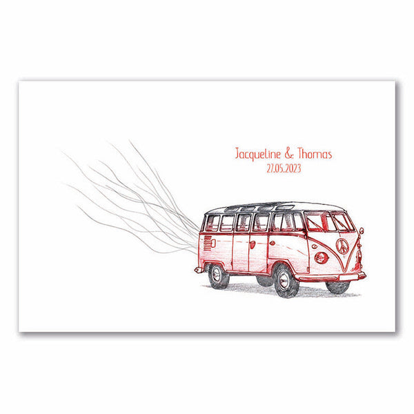 Fingerabdruck Leinwand - Roter Bus - Fingerabdruck Leinwand