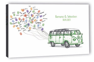 Fingerabdruck Leinwand - Grüner Bus - Fingerabdruck Leinwand