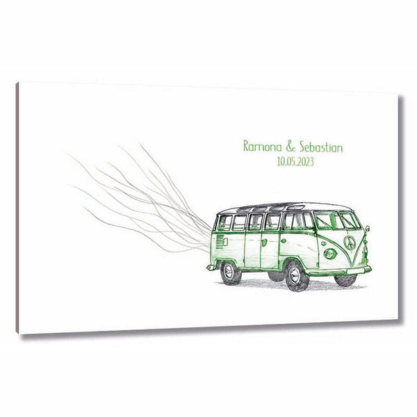 Fingerabdruck Leinwand - Grüner Bus - Fingerabdruck Leinwand
