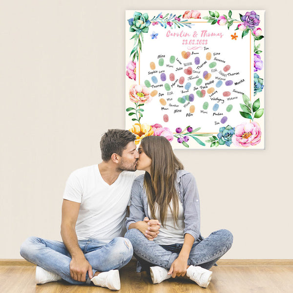 Fingerabdruck Leinwand - Fingerabdruck Blumenrahmen - Fingerabdruck Leinwand