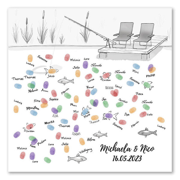 Fingerabdruck Leinwand - Fingerabdruck Fischen SW - Fingerabdruck Leinwand