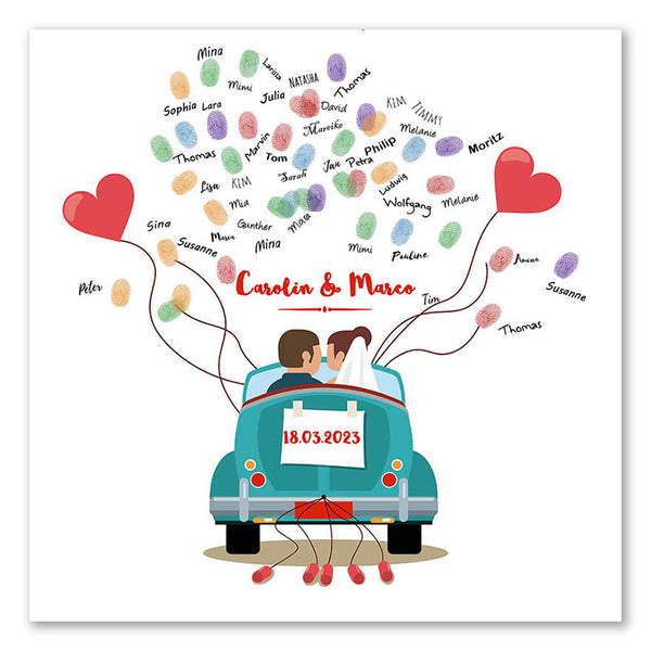 Fingerabdruck Leinwand - Fingerabdruck Just Married - Fingerabdruck Leinwand
