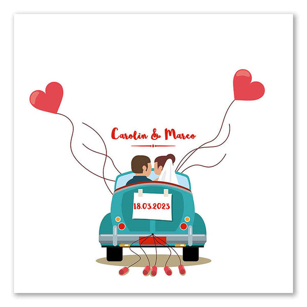 Fingerabdruck Leinwand - Fingerabdruck Just Married - Fingerabdruck Leinwand