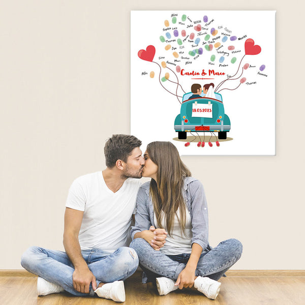 Fingerabdruck Leinwand - Fingerabdruck Just Married - Fingerabdruck Leinwand