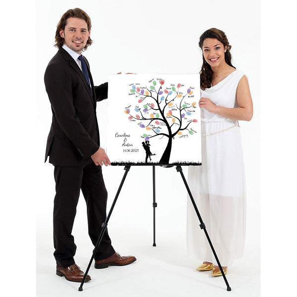 Fingerabdruck-Leinwand - Paarbaum Umarmung - Fingerabdruck Leinwand