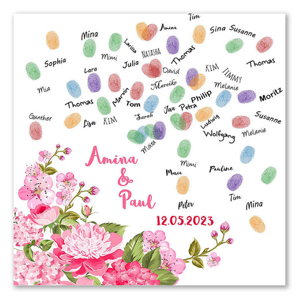 Fingerabdruck Leinwand - Fingerabdruck Rosa Blumen - Fingerabdruck Leinwand
