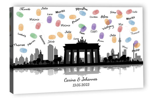 Fingerabdruck Leinwand - Fingerabdruck Skyline Berlin Panorama - Fingerabdruck Leinwand