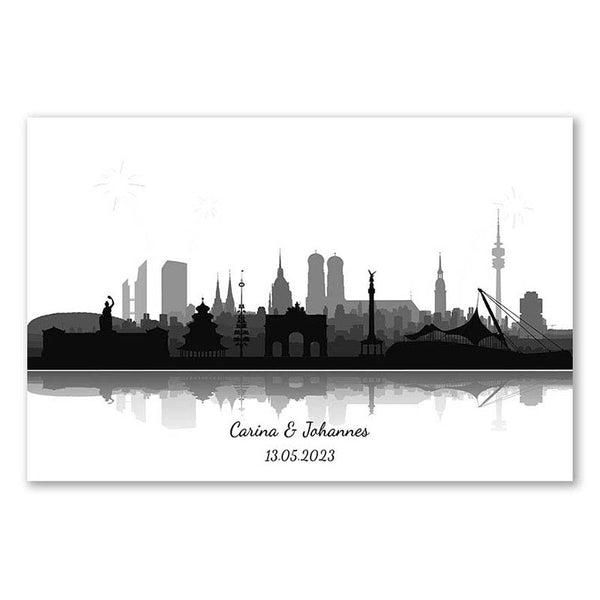 Fingerabdruck-Leinwand - Skyline München Panorama - Fingerabdruck Leinwand