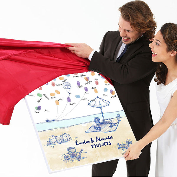 Fingerabdruck Leinwand - Fingerabdruck Beach Fun Blau - Fingerabdruck Leinwand