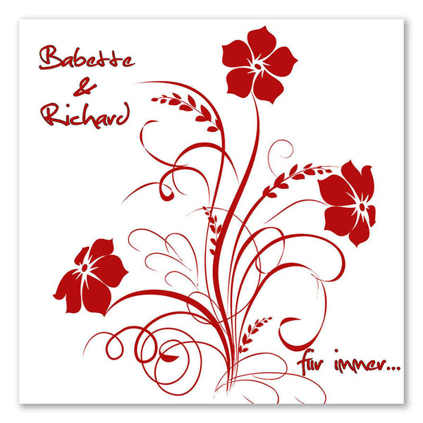 Fingerabdruck-Leinwand - Blume Rot - Fingerabdruck Leinwand