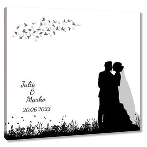 Fingerabdruck-Leinwand - Hochzeitspaar - Fingerabdruck Leinwand