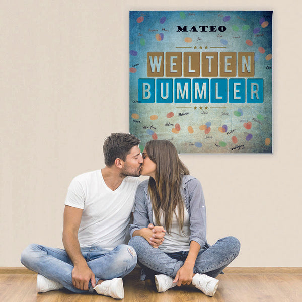 Fingerabdruck-Leinwand - Weltenbummler - Fingerabdruck Leinwand